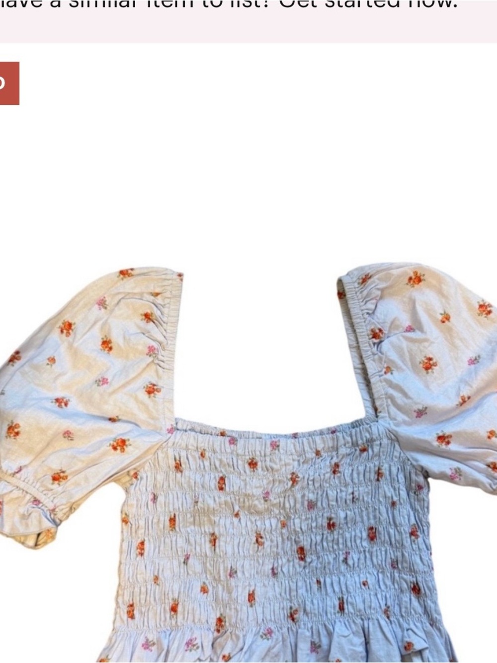 Altar'd State Light Blue Floral Smocked Crop Top - Picture 5 of 6